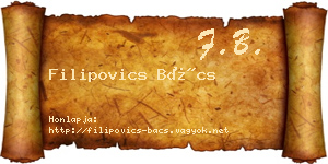 Filipovics Bács névjegykártya